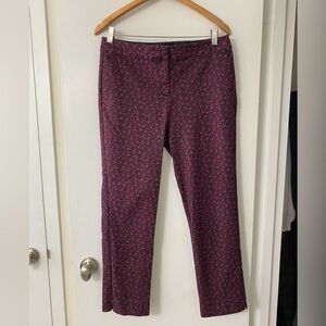Boden Burgundy Floral Print Trousers